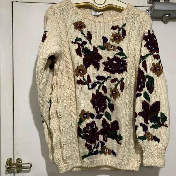 VINTAGE ROUIE FLORAL KNIT WOOL SWEATERS SIZE S - Picture 6 of 10
